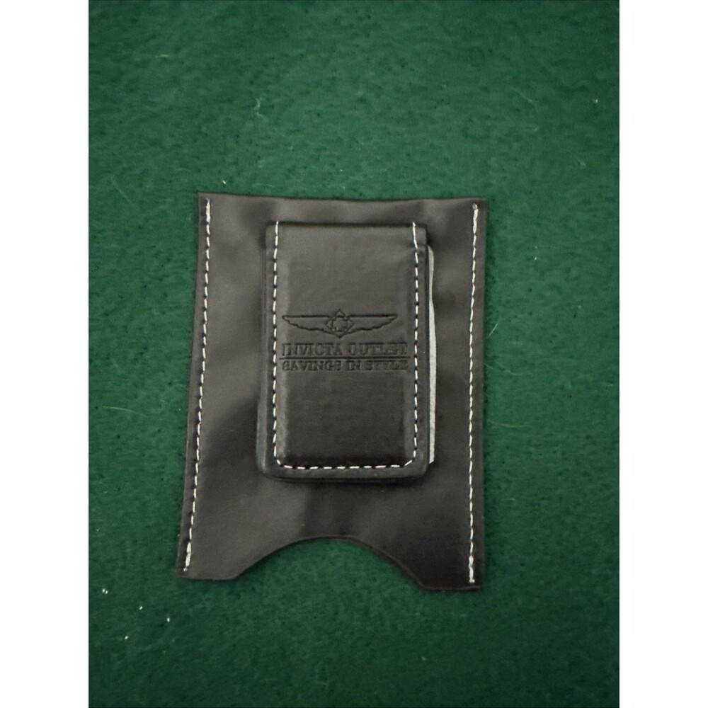 Invicta Men's Money Clip & Credit Card Holder – Black Faux Leather Slim Wallet